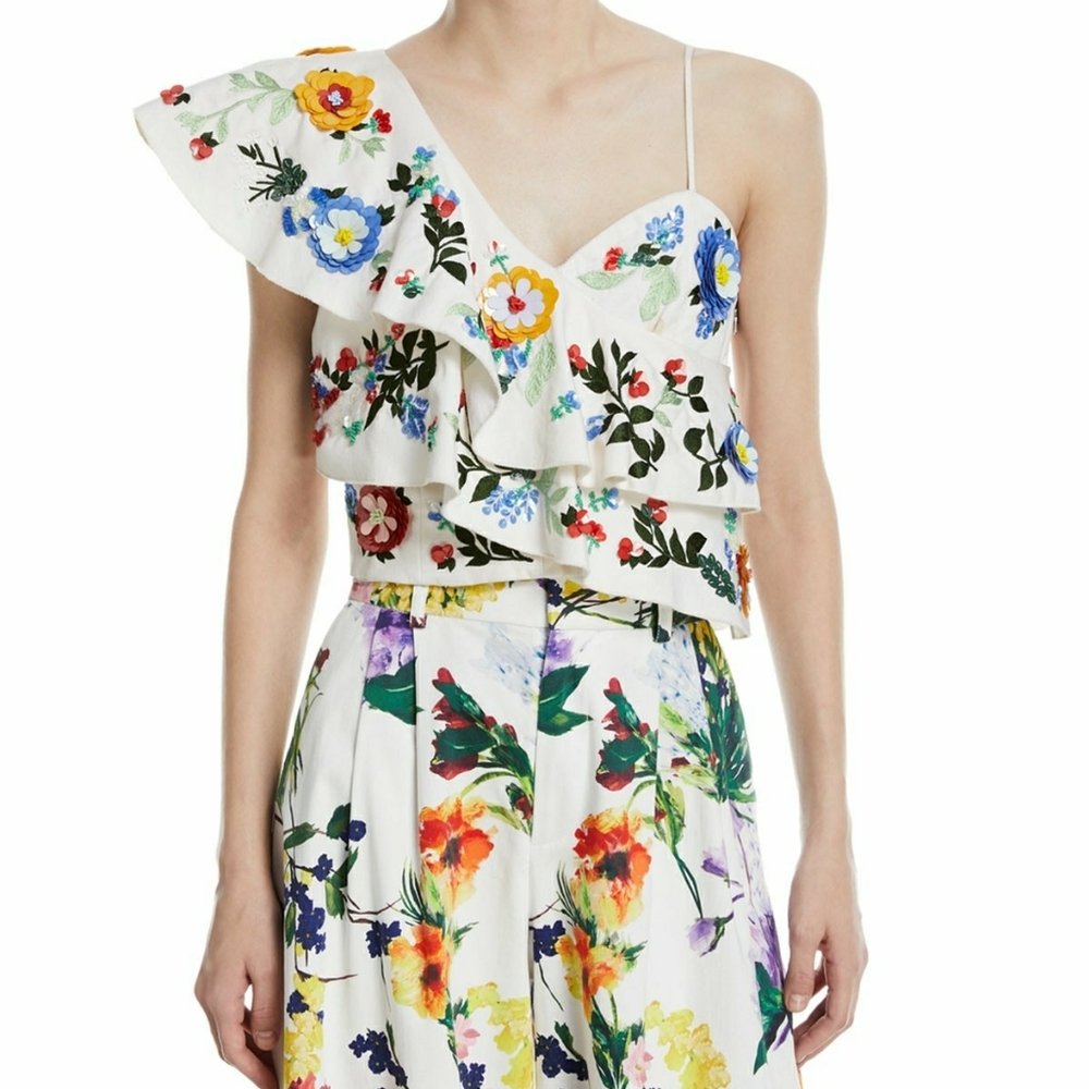 Saba Embellished One-Shoulder Ruffle Top - Picture 4 of 10